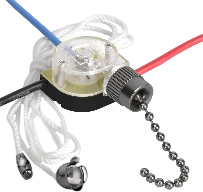DAYONE Ceiling Fan Pull Switch Zing Ear ZE-110 3 Wire 3 Way 2 Circuit 4 Position Fan Speed Pull Chain Light Switch Replacement with Pulling String, Black Nickel - Image 1